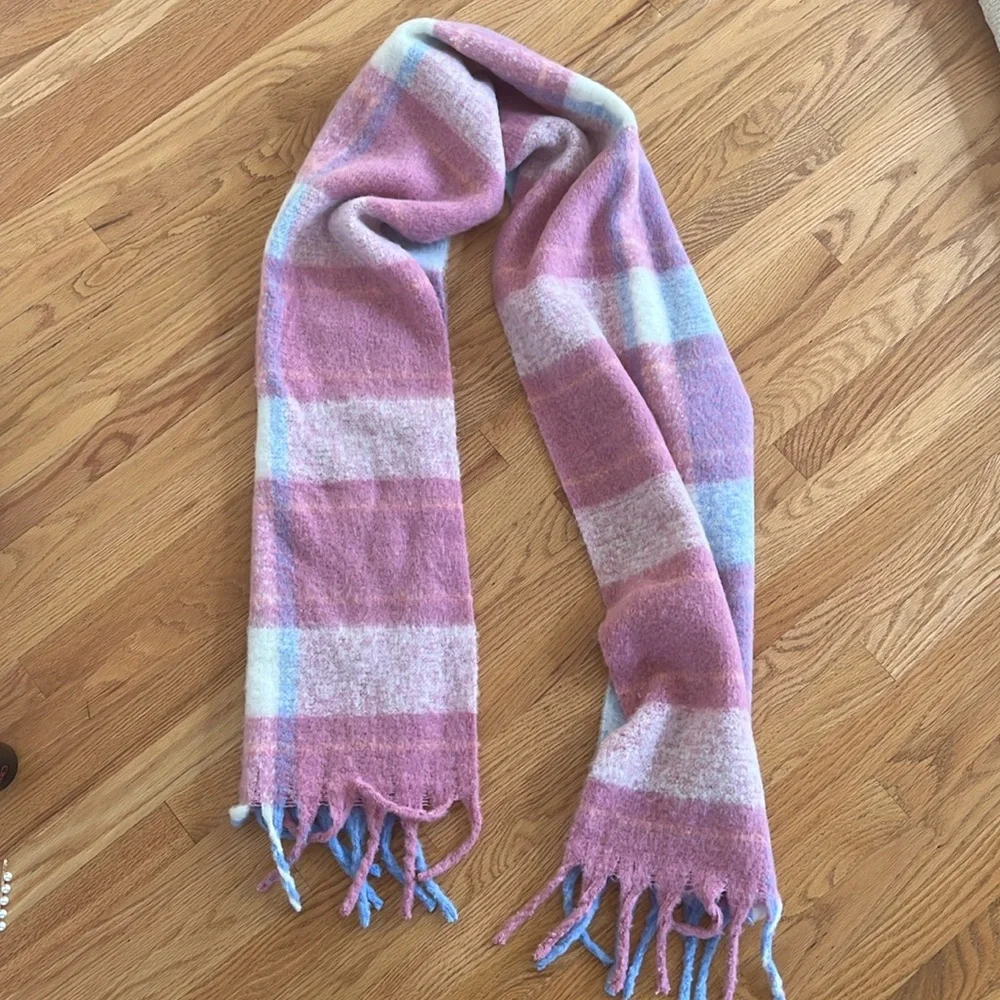Blanket scarf plaid scarf pink blue light purple